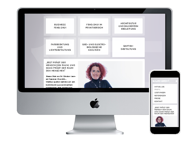 Webdesign als Wordpress CMS und im responsive Design fuer Raumexposé, Architektur und Feng Shui Beratung