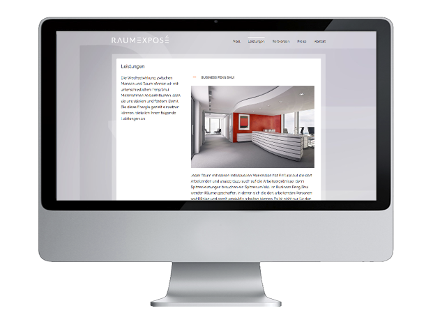 Homepage Design CMS Wordpress Beispiel Leistungen Raumexpose
